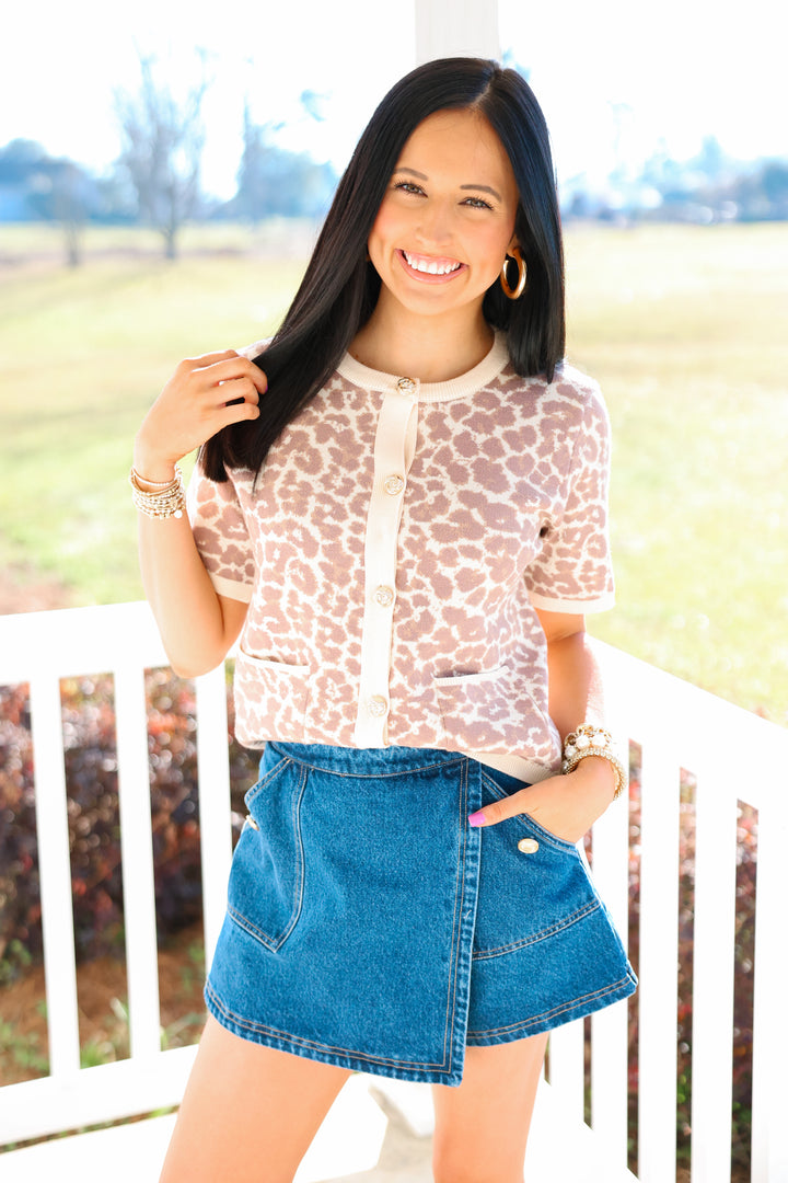 Loving Leopard Gold Button Top