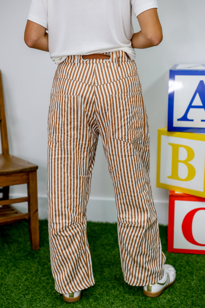 Striped Barrel Pants "Caramel"