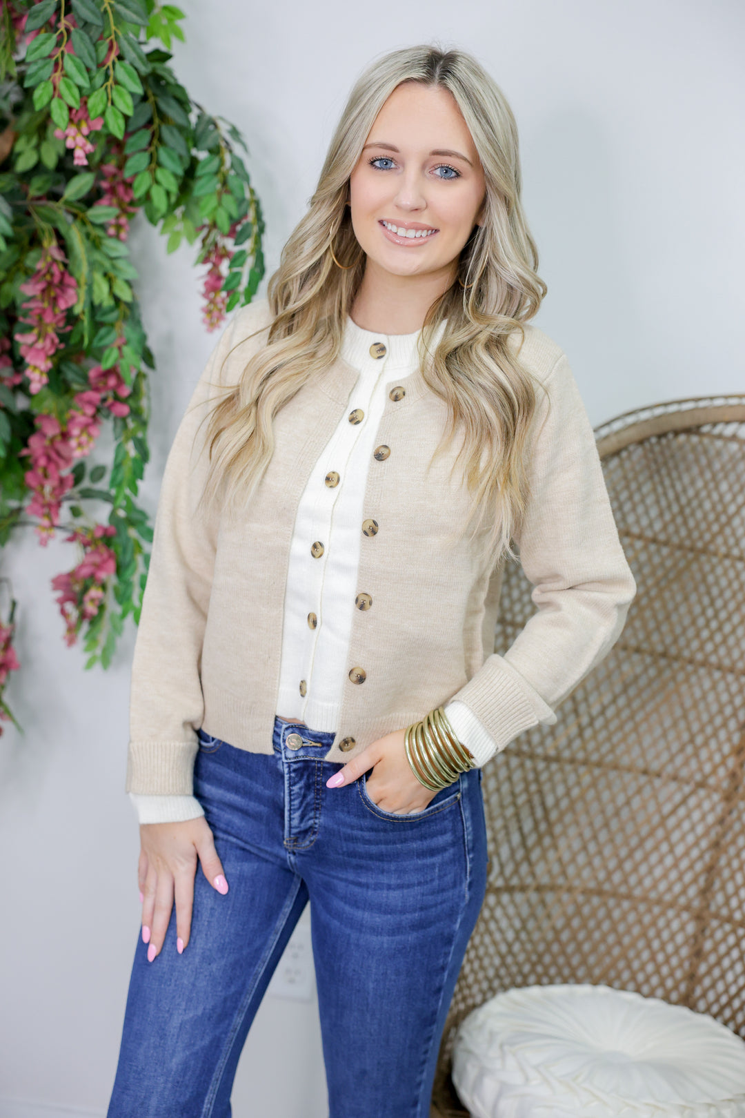 Solid Layered Cardigan "Oatmeal"