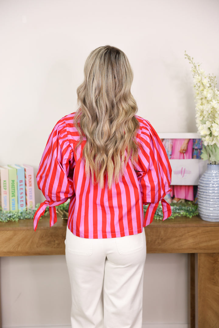 Sunny Side Stripe Top "Red"