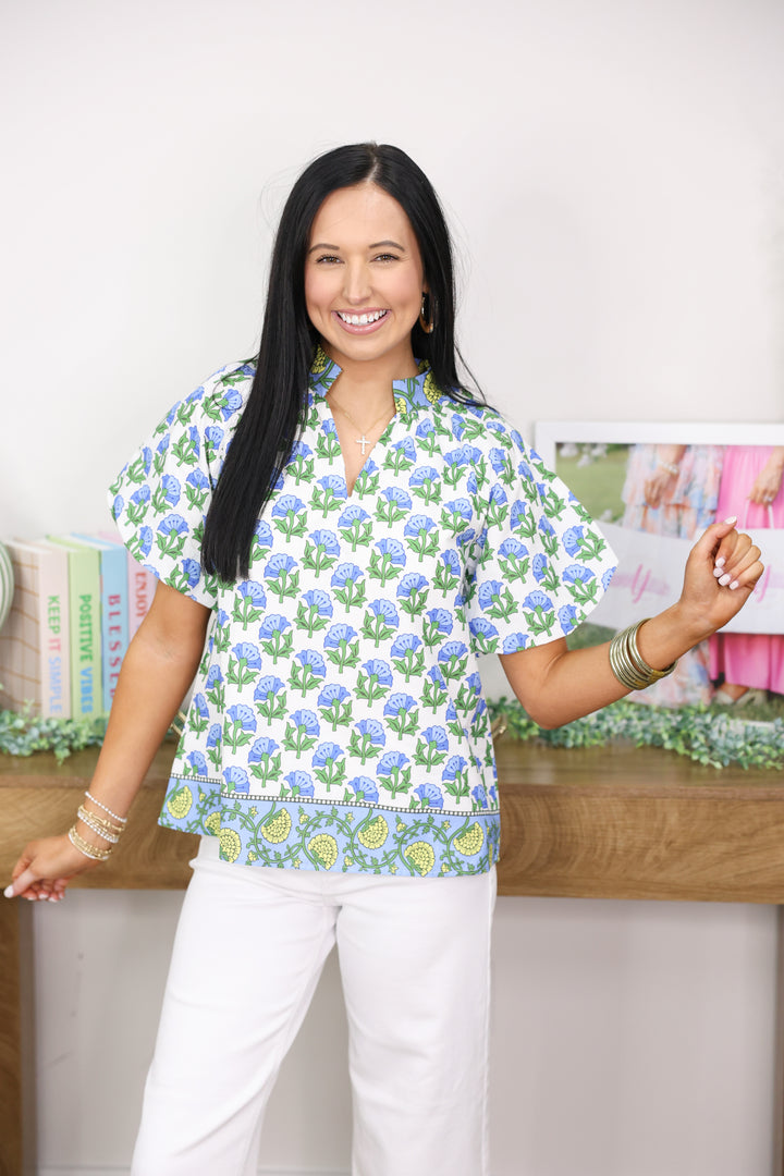 Meadow Coast Blouse "Blue"