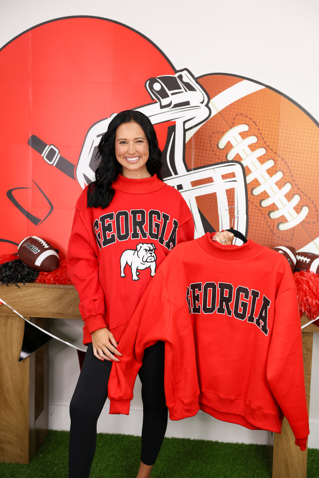 GEORGIA Bulldog Mock Neck Sweatshirt "Red"