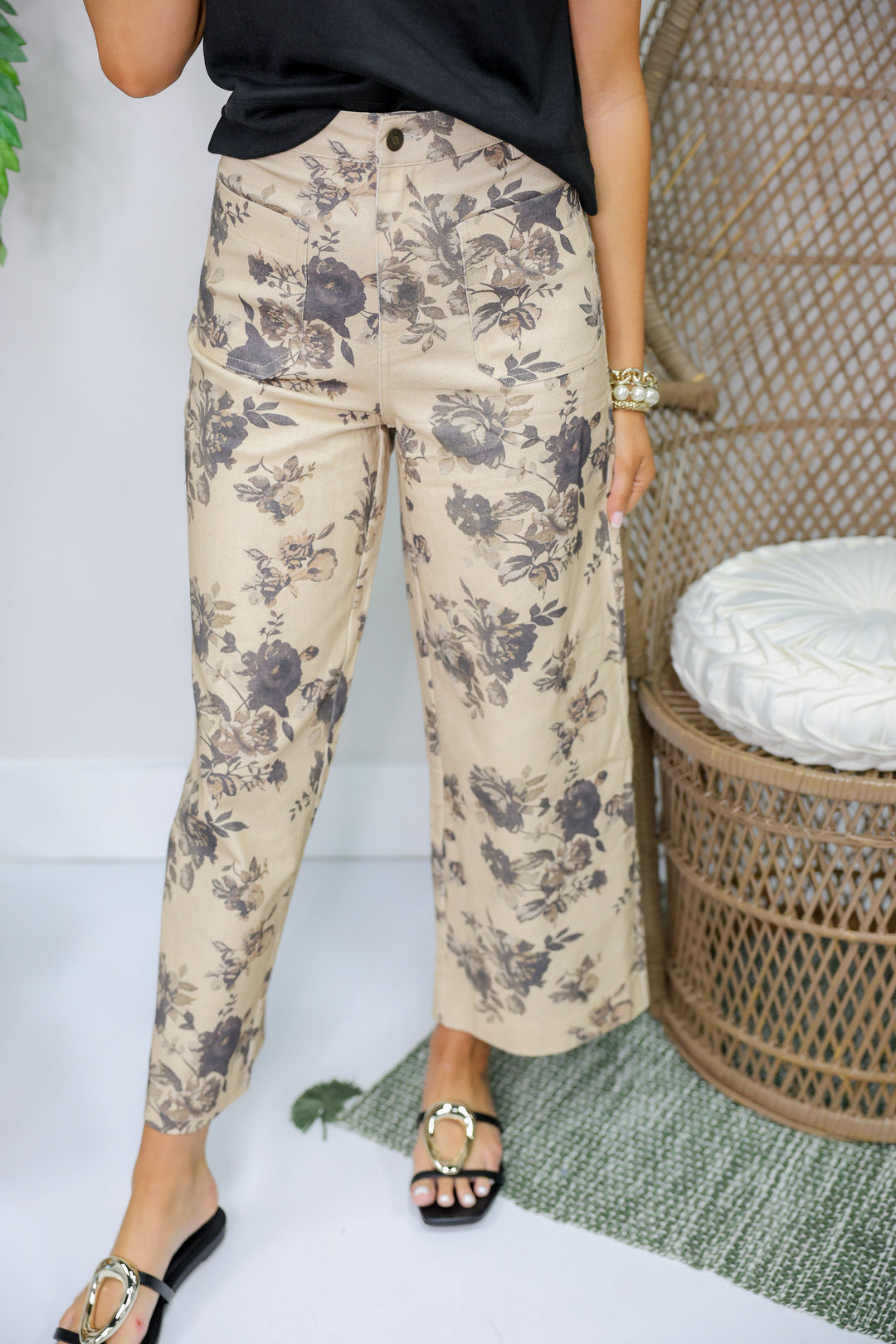 Lynne Pants "Taupe Floral"