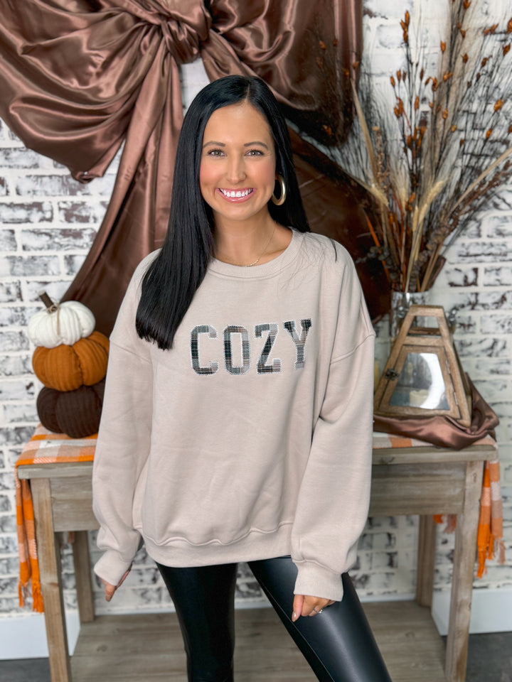 "COZY" Contrast Oversized Sweatshirt