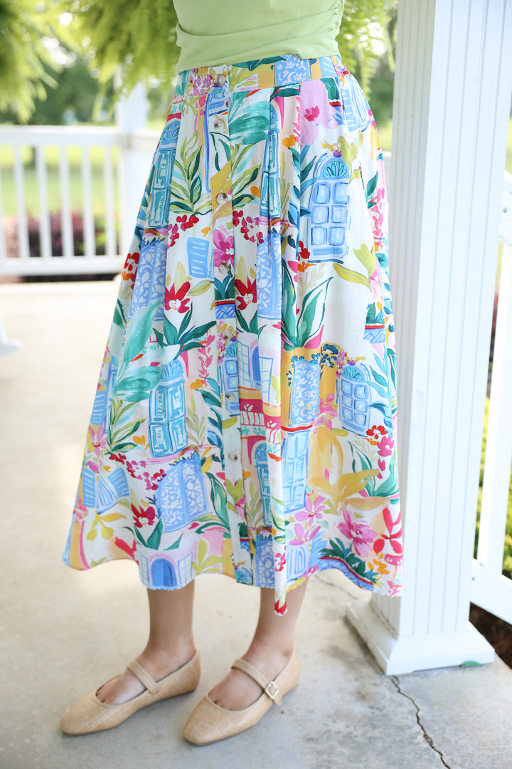 Seaside Villa Midi Skirt
