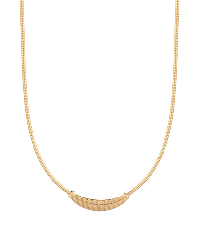 Curved Bar & Snake Chain Necklace "Gold"