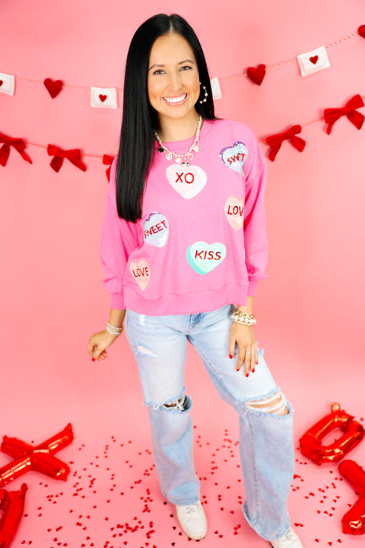 Millie Sweatshirt - Valentines "Candy Hearts"