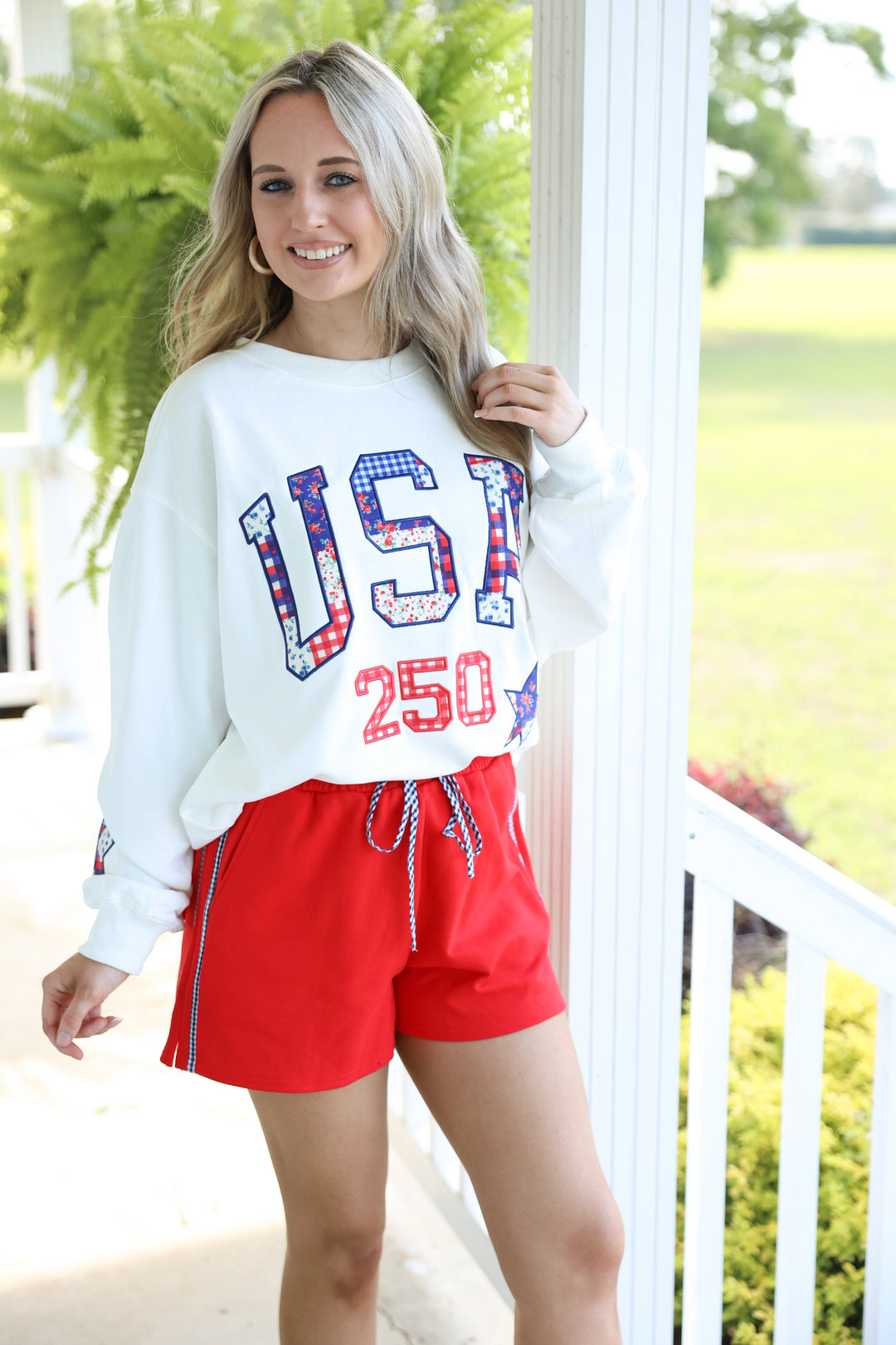 'USA' & 'STAR' Patchwork Printed Patches Sweatshirt