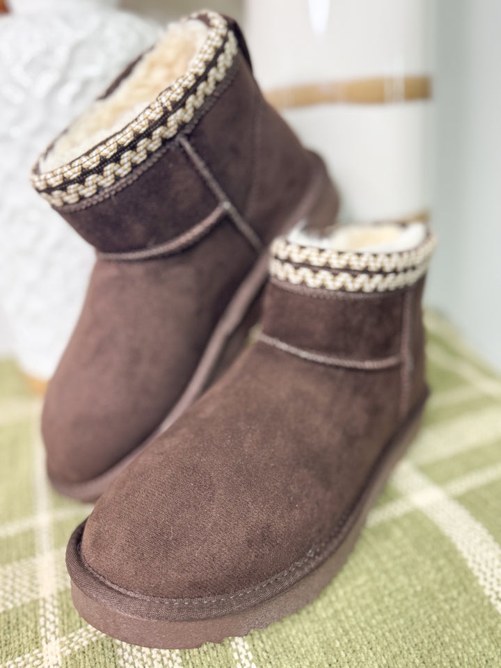 Soda - May Short Platform Bootie "Brown Suede"
