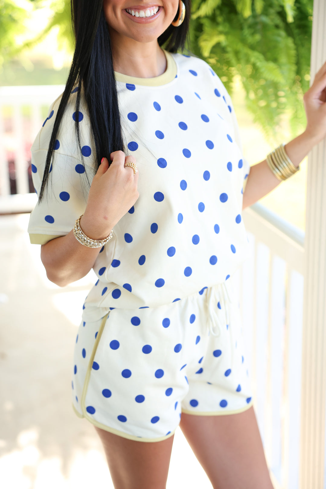Classic Polka Dot Set "Cream/Blue"