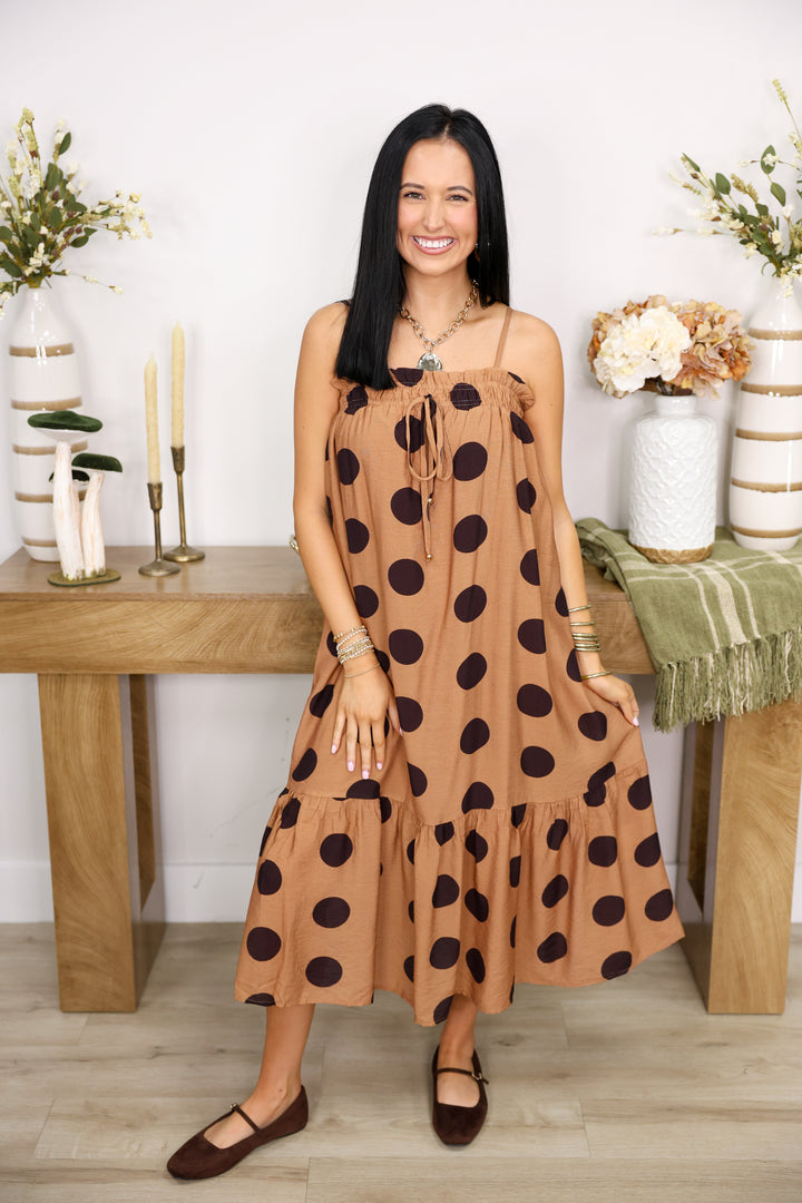 Piper Polka Dot Dress "Mocha"