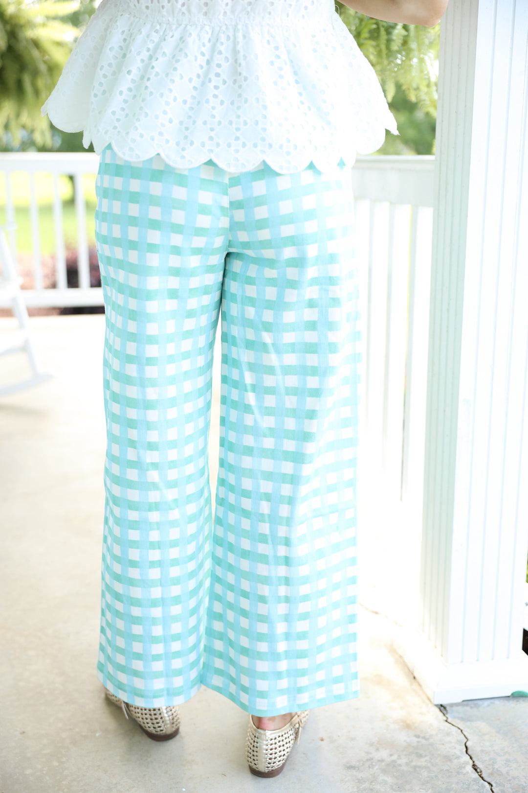 Plaid Front Pocket Detail Pants "Mint Combo"