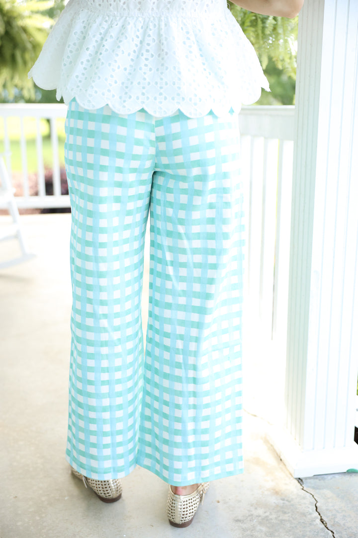 Plaid Front Pocket Detail Pants "Mint Combo"