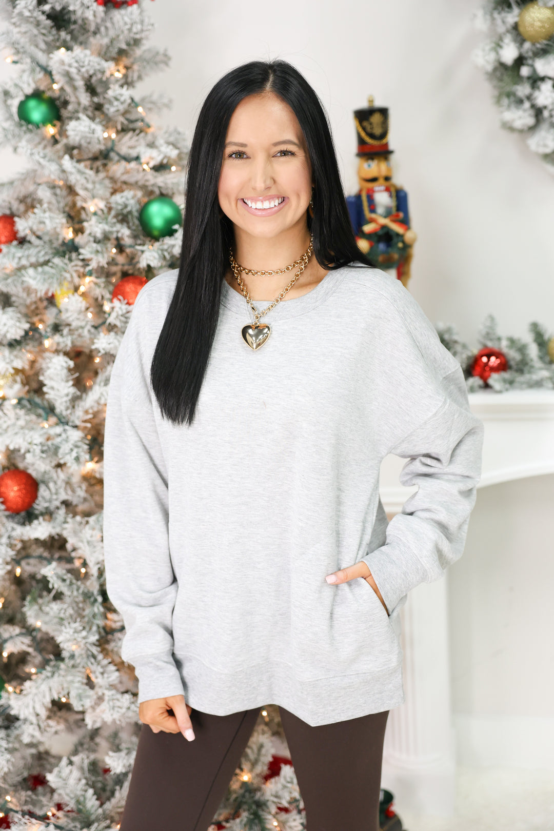 Oversized Casual Comfy Solid Knit Top "H Gray"