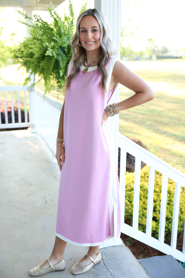 On the Go Midi Dress "LT Pink"