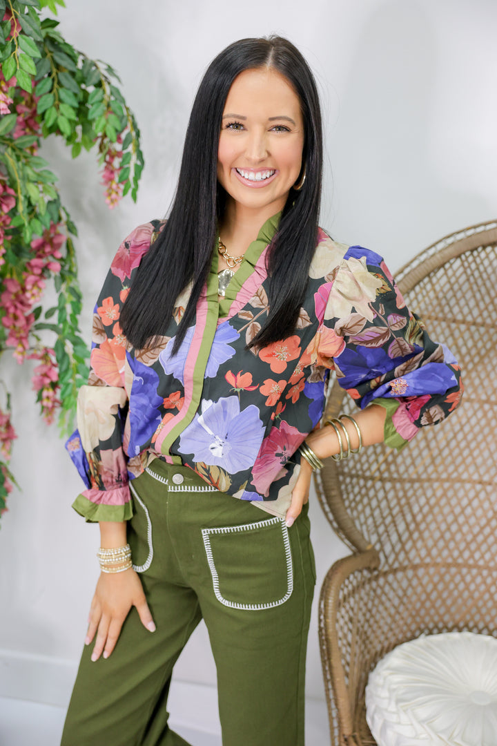 Midnight Florals Top "Black"