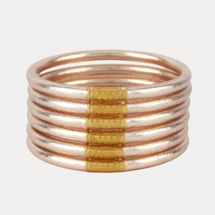 BuDhaGirl - Champagne All Weather Bangles® (Set of 6) - Serenity Prayer