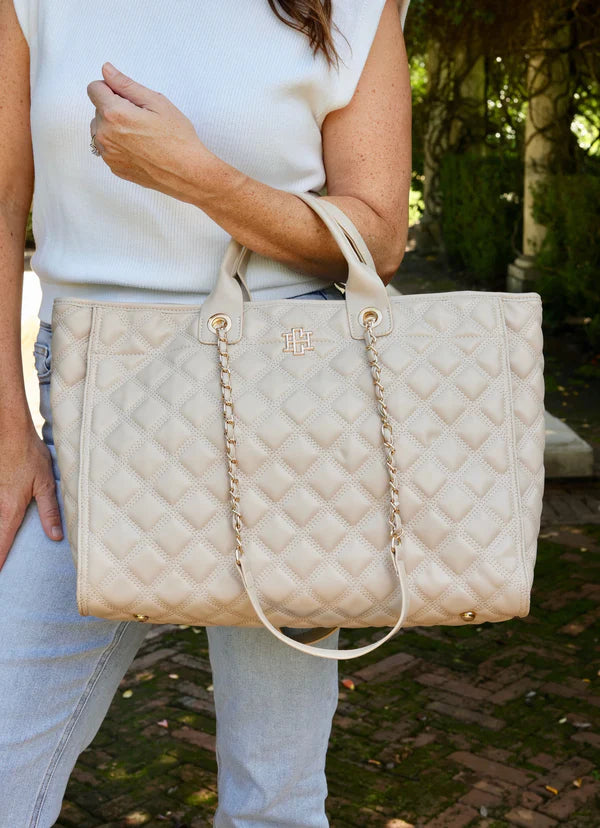 Caroline Hill Melissa Tote Bag "Nude Quilted DQ"
