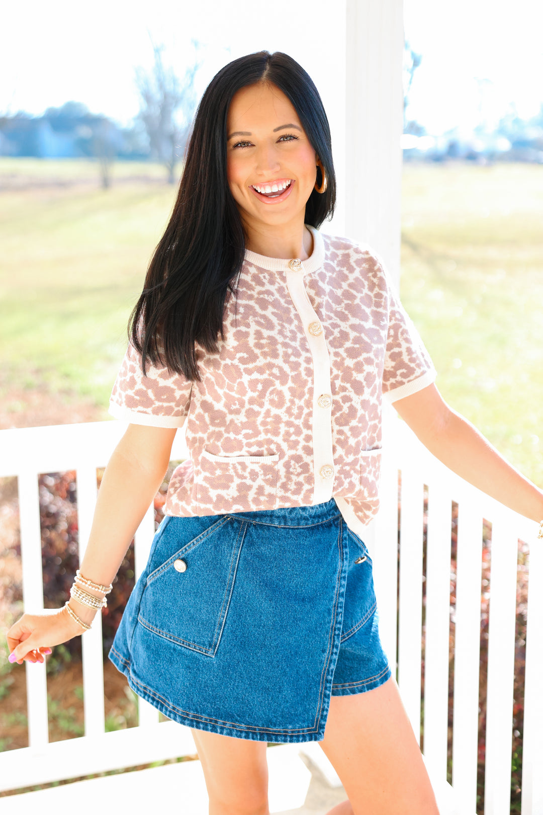 Loving Leopard Gold Button Top