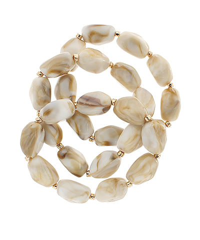 3 Row Nugget Stackable Bracelet "Ivory"