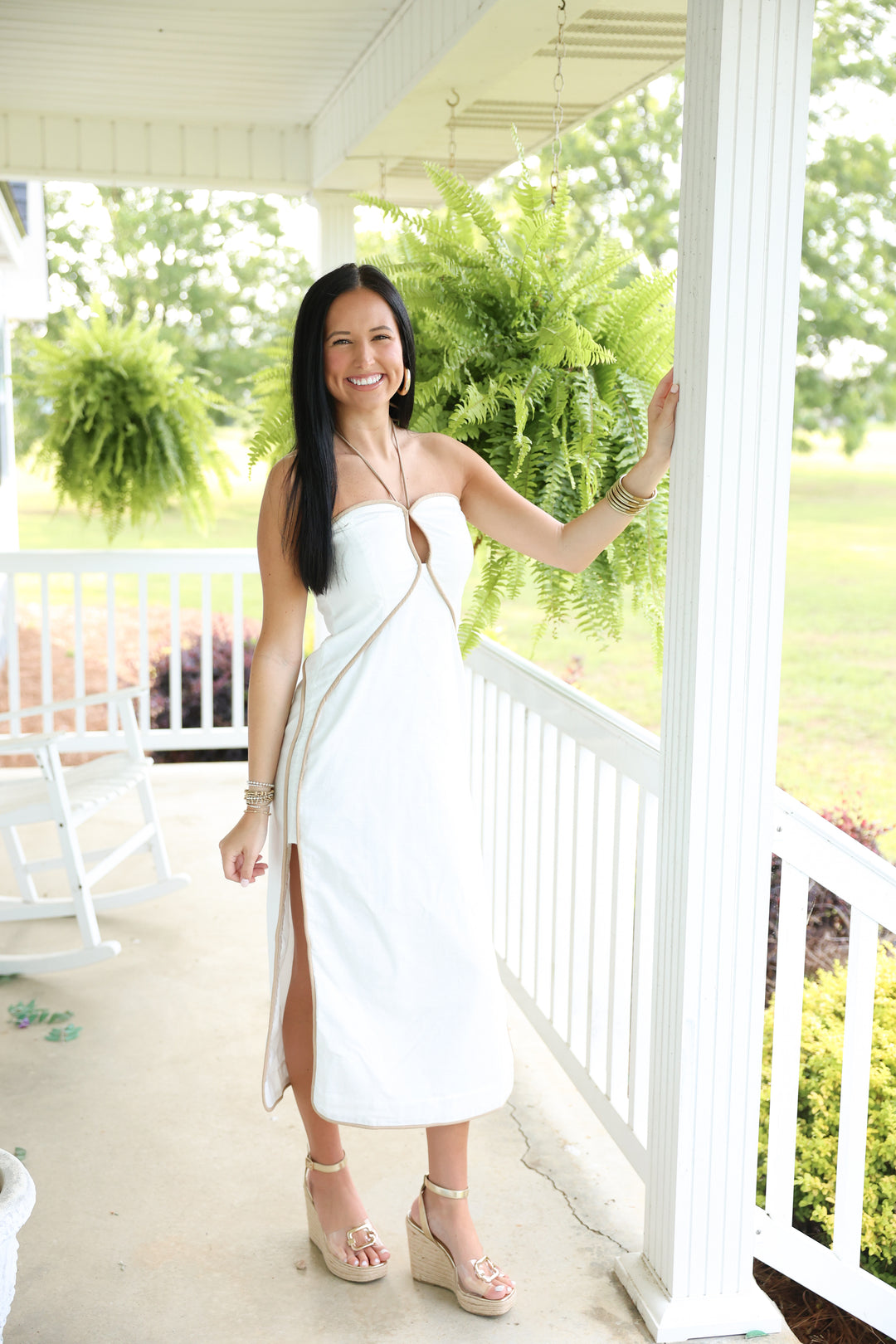 Halter Neck Cutout Dress "Off White"