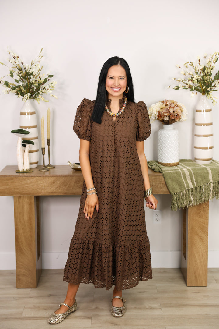 The Everlasting Eyelet Dress "Brown"