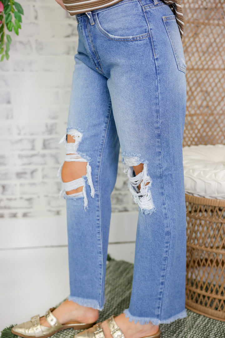 JBD - Low Rider Knee Blow Wide Jeans "Medium Denim"