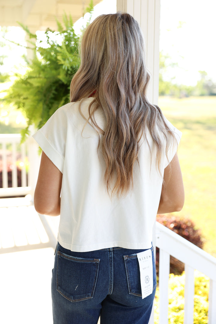 USA Floral Patchwork Top "White"