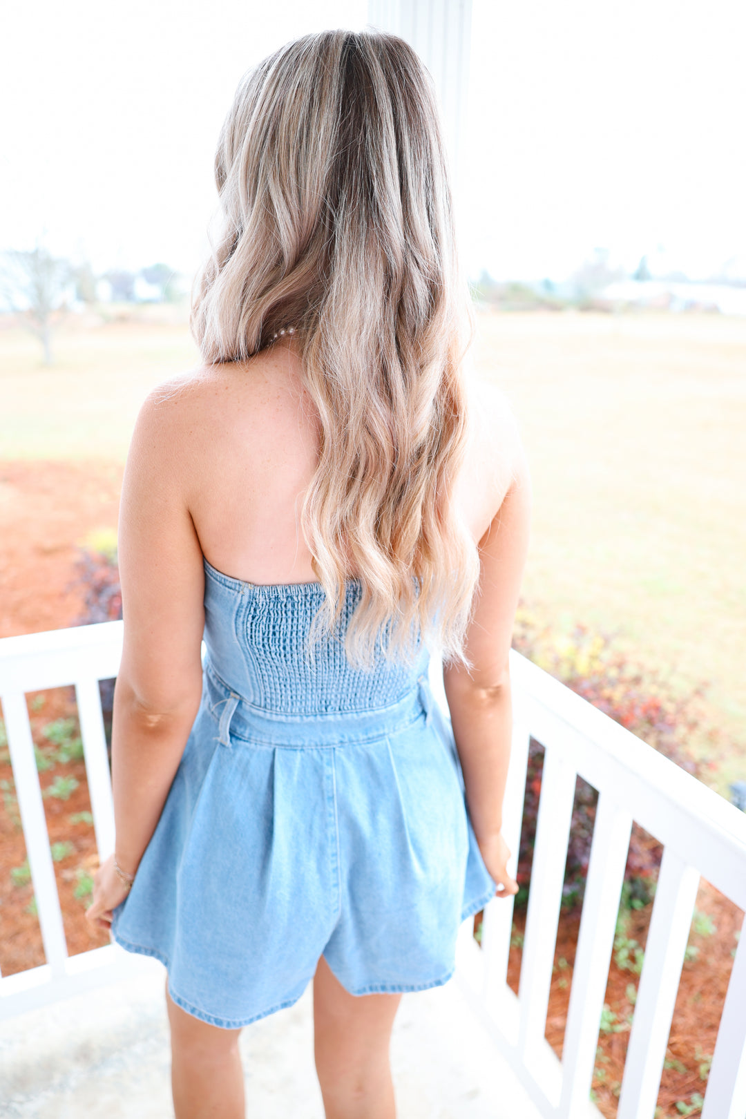 Strapless Denim Romper