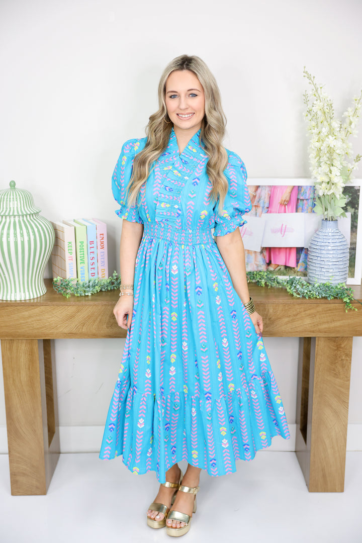 Color Spectrum Midi Dress "Mint Blue Mix"