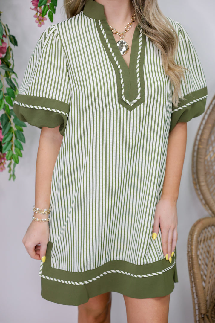 Marissa Striped Dress "Olive"