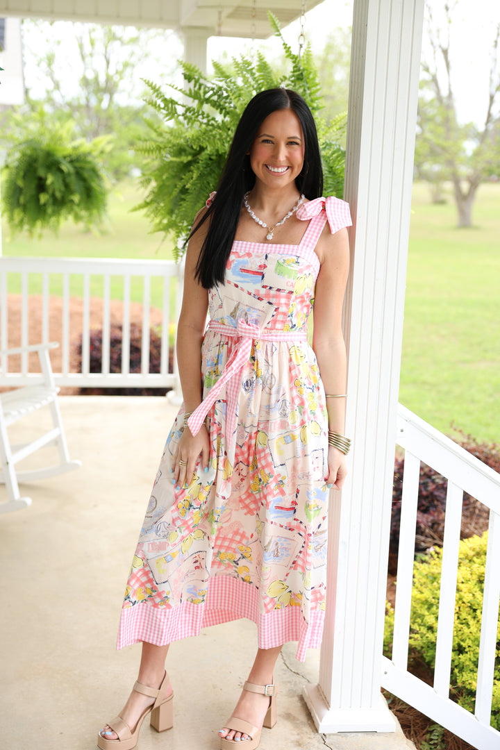 Capri Summer Midi Dress "Pink"