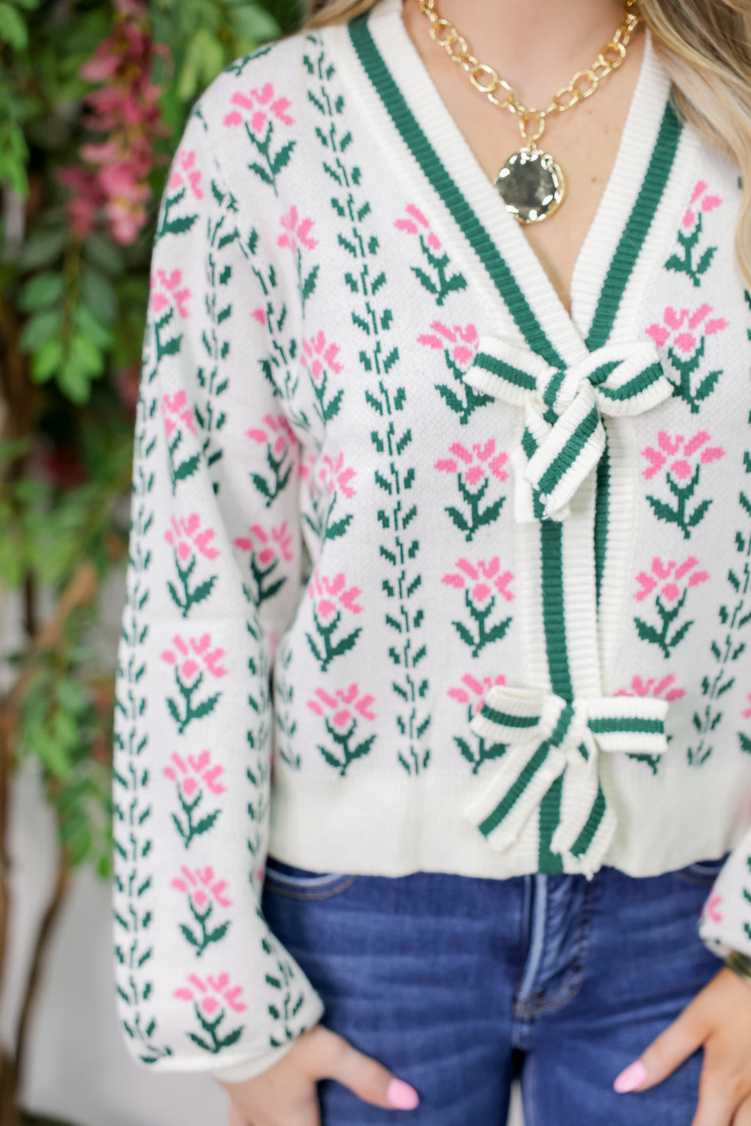 Garden Floral Cardigan "Ecru"