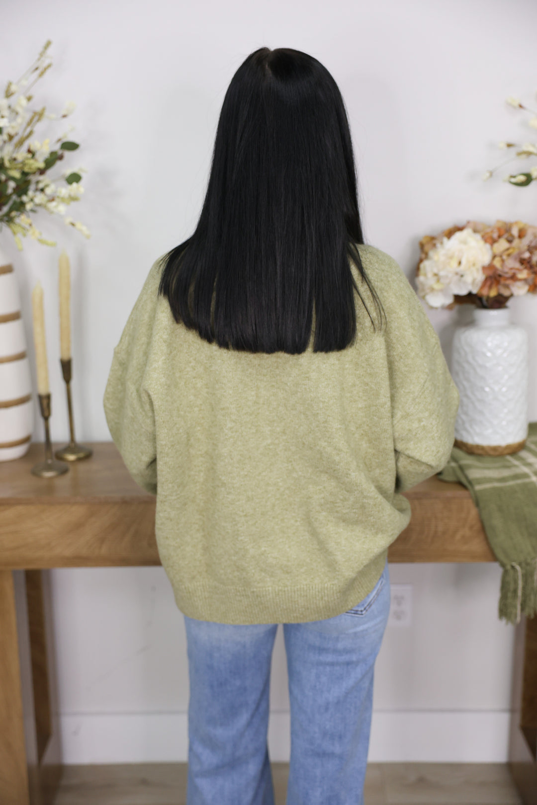 Golden Doodle Dog Graphic Oversized Crew Neck Sweater "Olive"