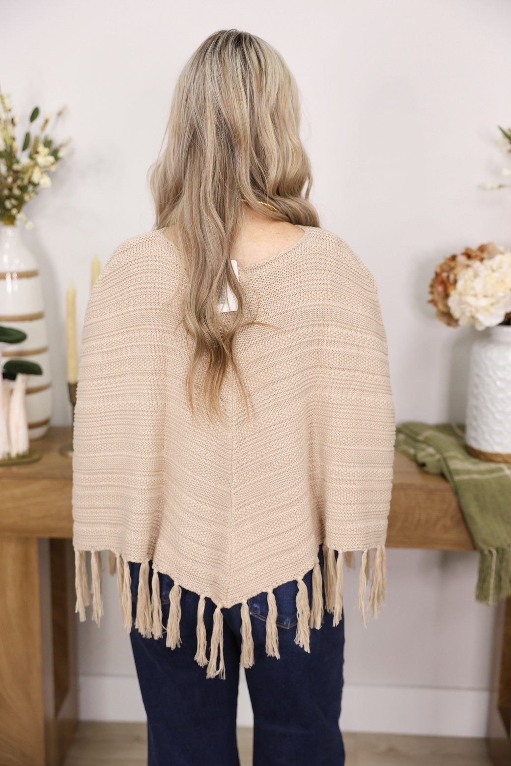 Poncho Sweater Top "Beige"