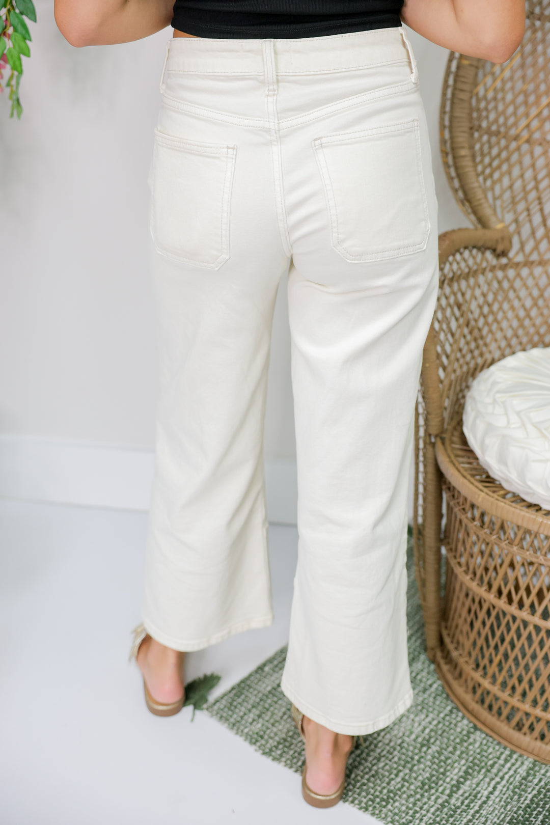 JBD High Rise Cropped Wide Leg Jeans "Off White"