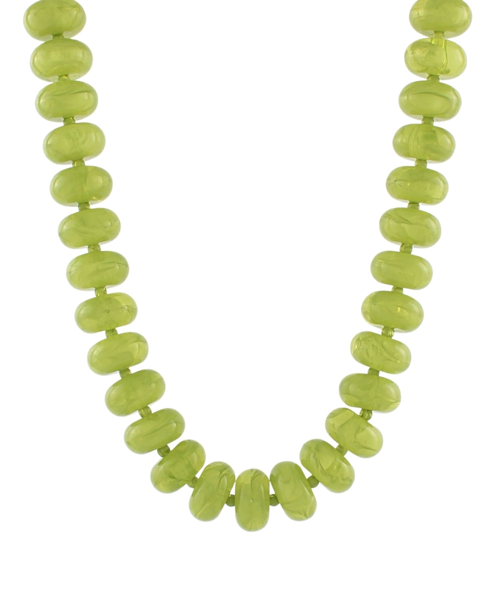 Colored Flat Ball Necklace "Olive"
