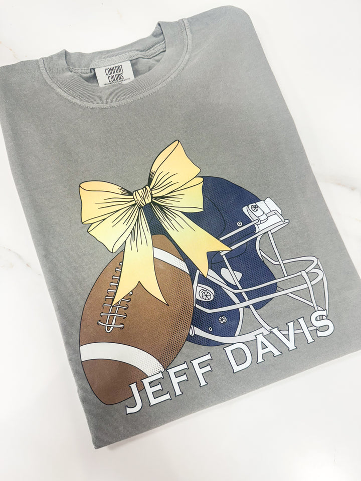 Football, Helmet, & Bow Graphic Tee "Jeff Davis"