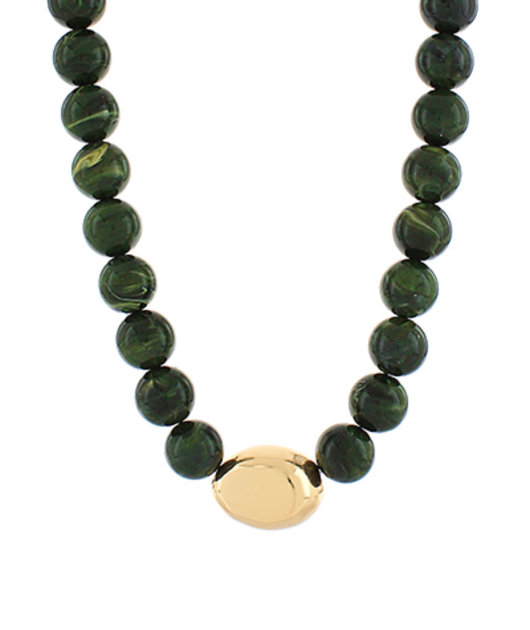 Marble Stone Ball & Accent Organic Necklace "Dark Green"