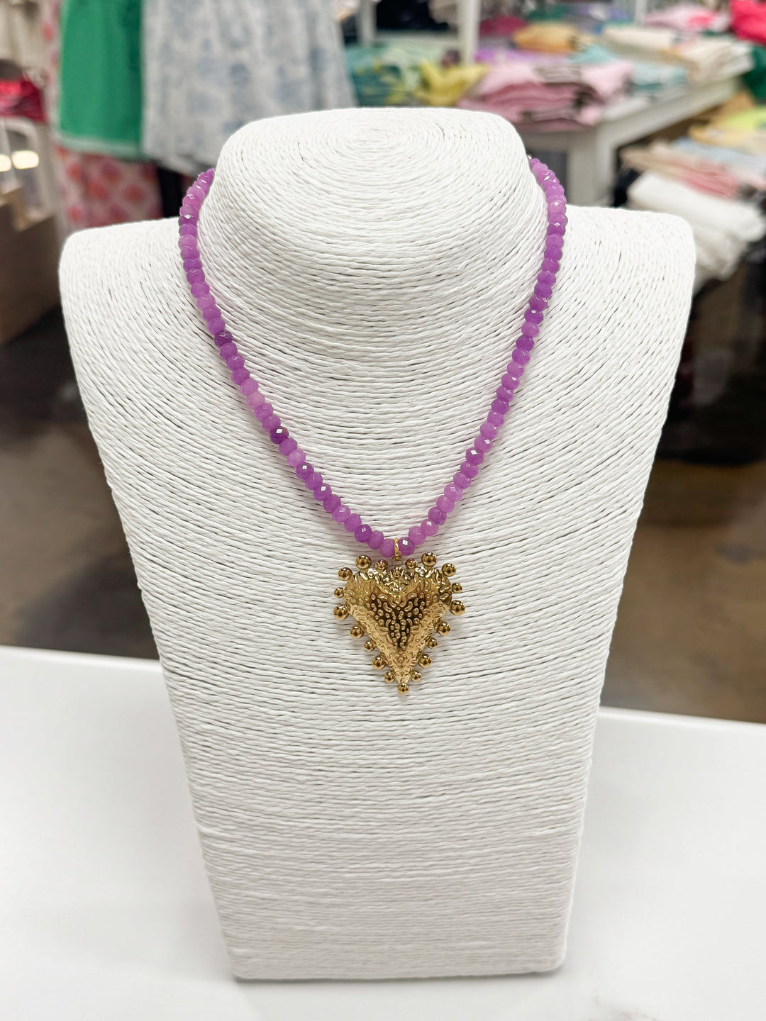 Hart Designs Jewelry - Purple Beaded Necklace "Heart Charm"