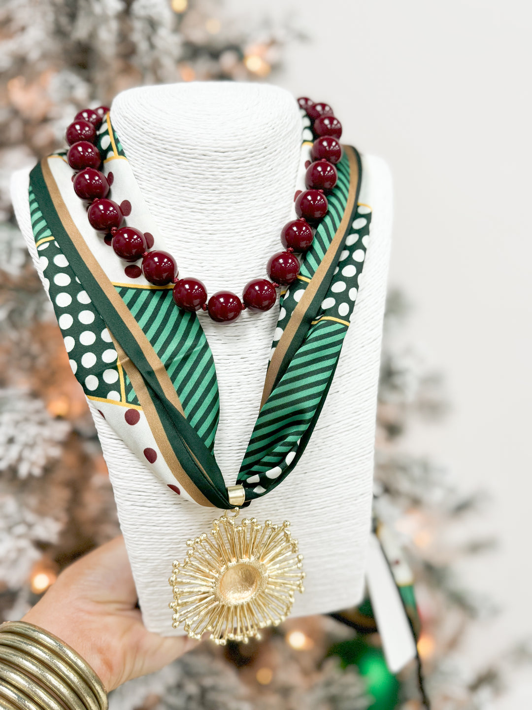 Hart Designs Jewelry - Green/Wine Fun Printed Scarf Necklace