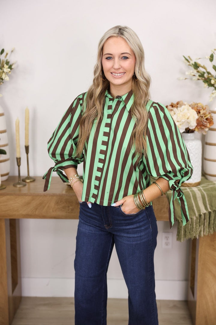 Sunny Side Stripe Top "Green Tea"