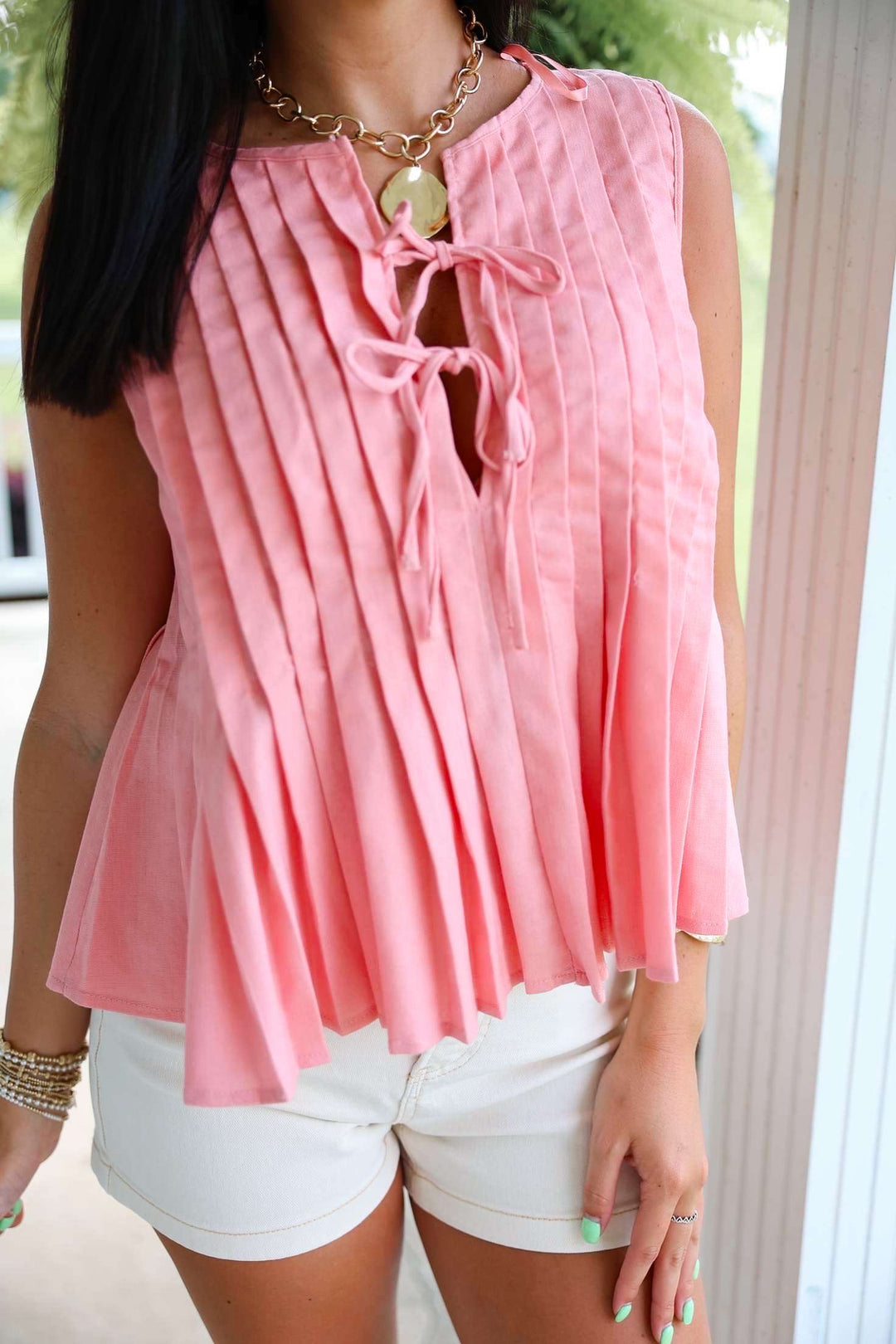 Pleated Woven Blouse "Blush"