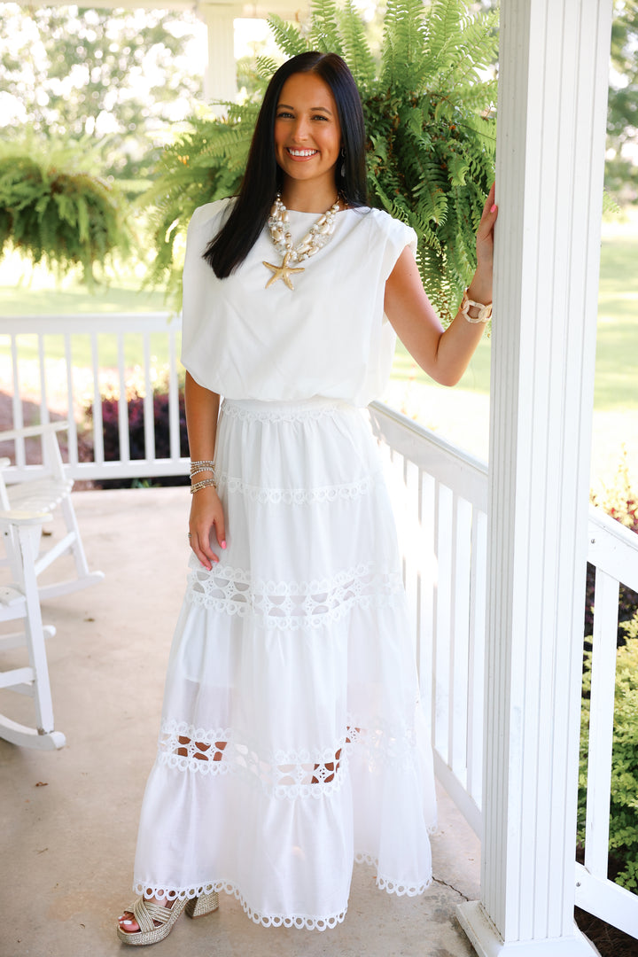 Coastal Calm Maxi Skirt Set "Off White"