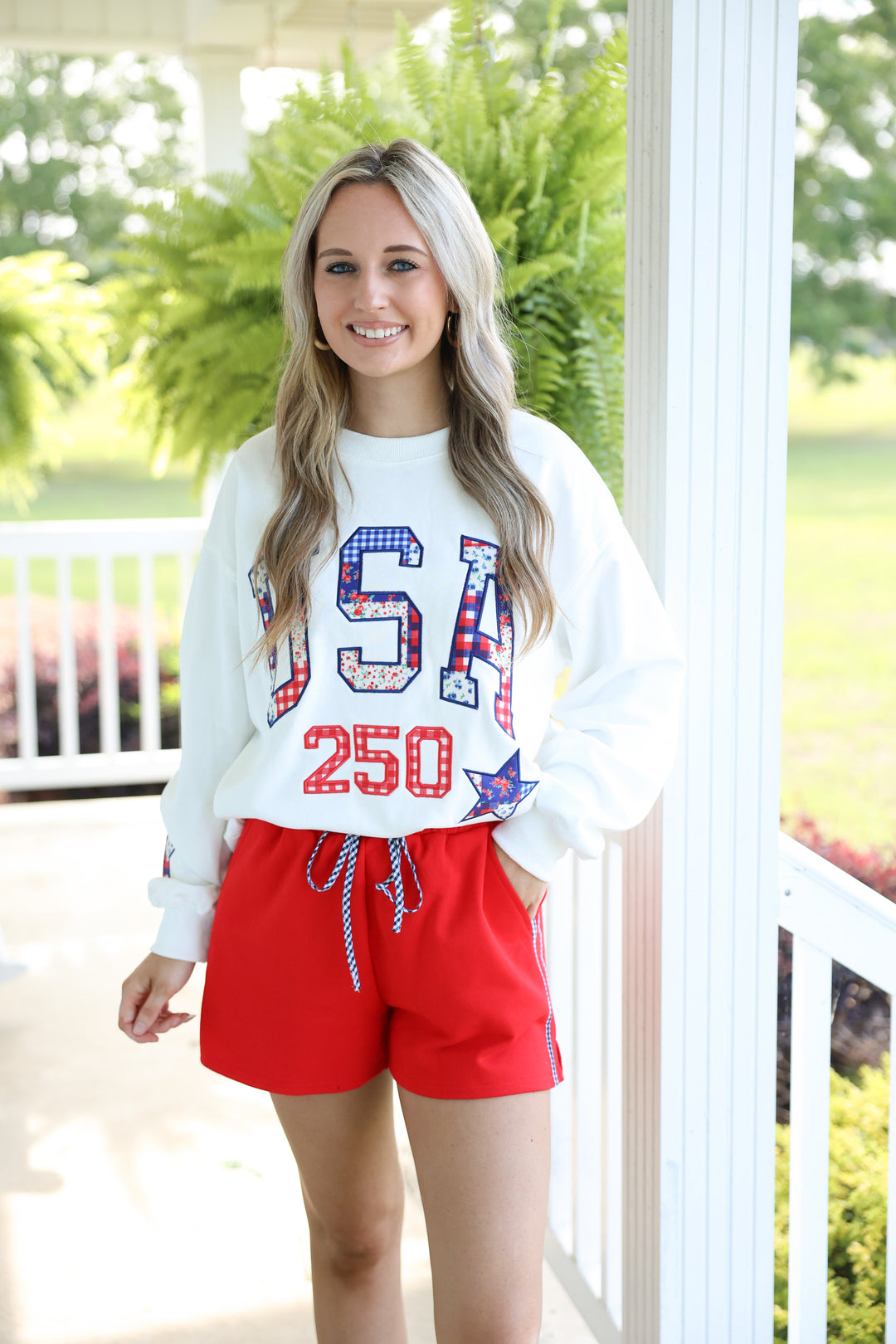 'USA' & 'STAR' Patchwork Printed Patches Sweatshirt