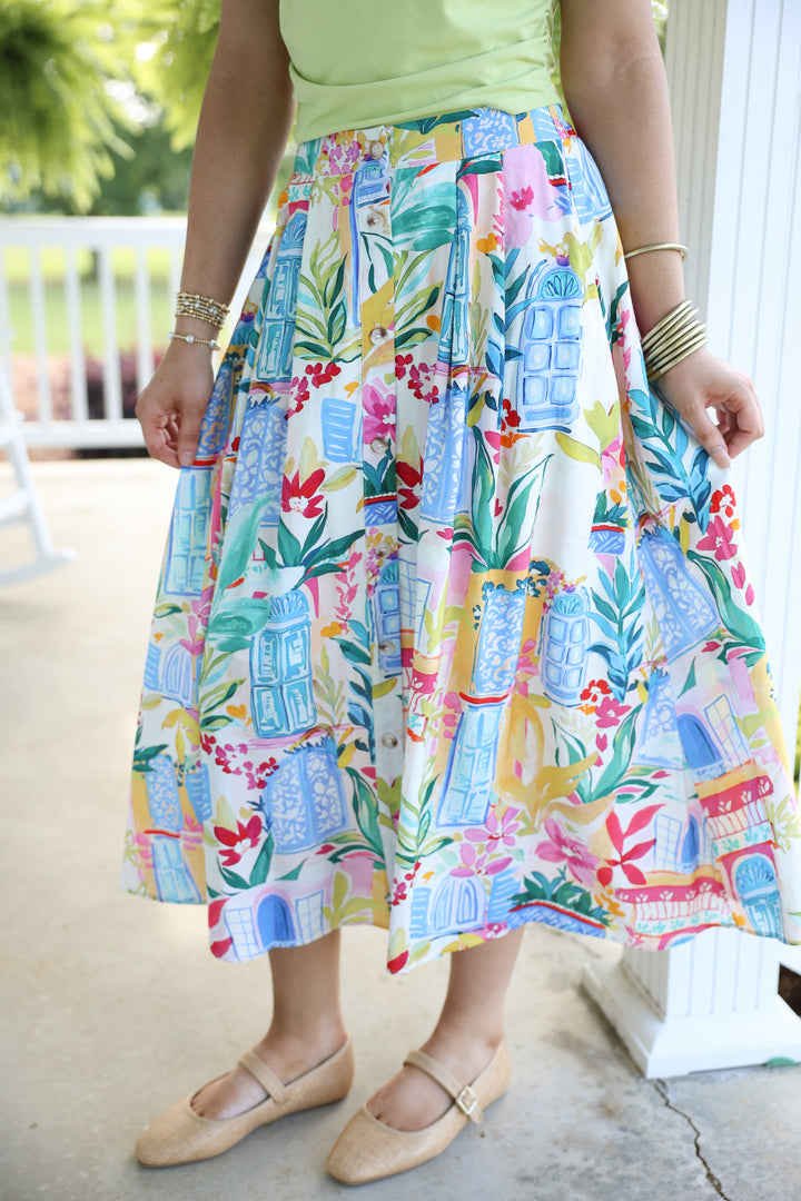 Seaside Villa Midi Skirt