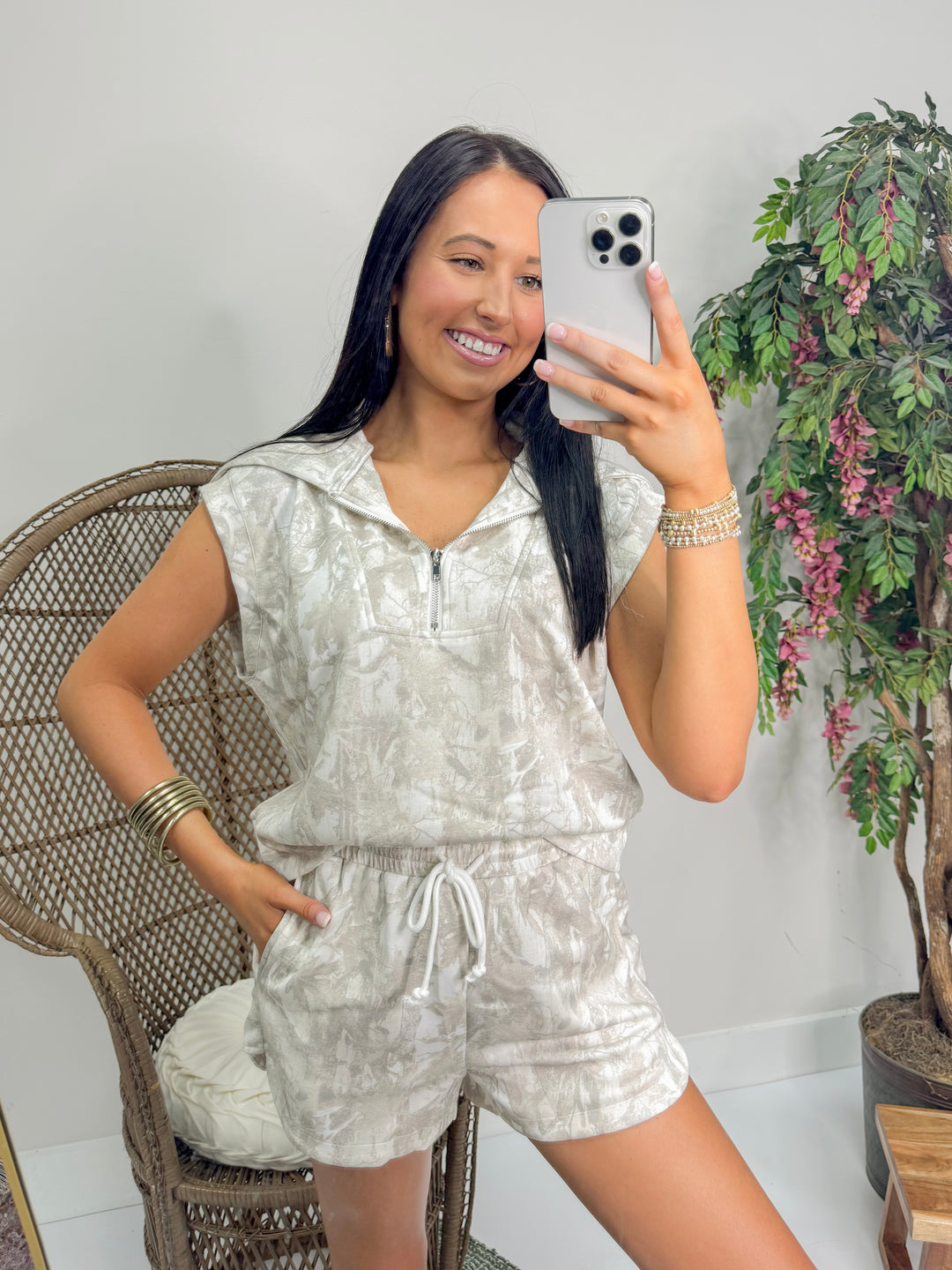 Camo Half Zip Sweatshirt & Short Set