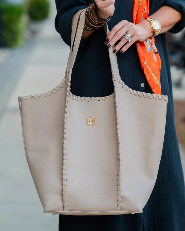 Caroline Hill - Emory Whipstitch Tote - Stone
