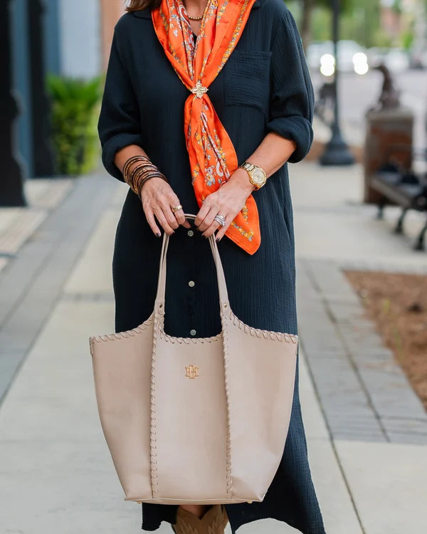 Caroline Hill - Emory Whipstitch Tote - Stone