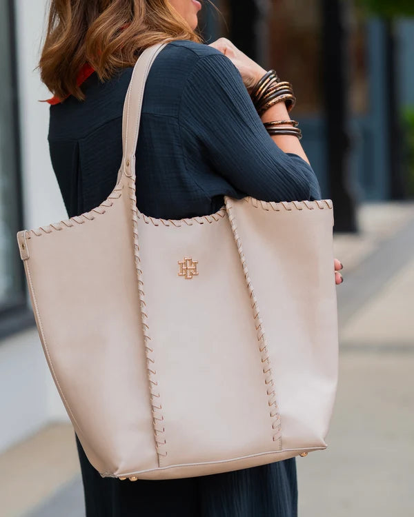 Caroline Hill - Emory Whipstitch Tote - Stone